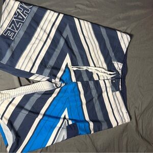 Blue and White Striped Board Shorts